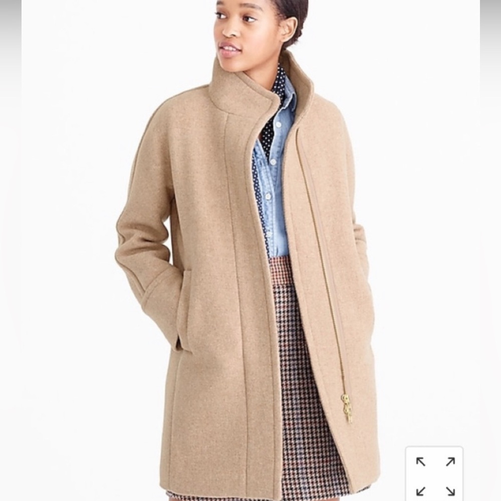 New J.Crew Women's Tan wool Coat 14 Jacket $398 Anthropologie